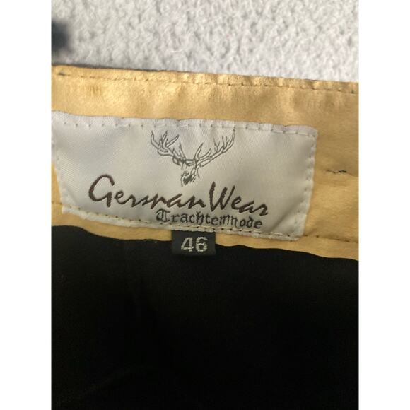 Men's Black Bavarian Lederhosen Jeans Suspenders Pants Sz 46 XS German - Picture 3 of 17